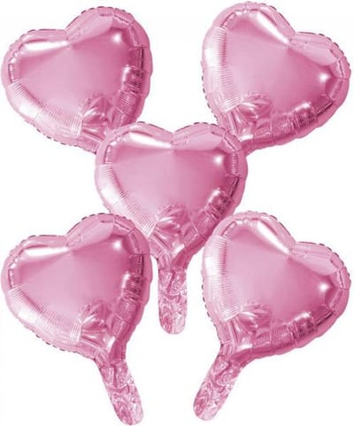 Folieballonnen hartjes set pink (5 stuks)
