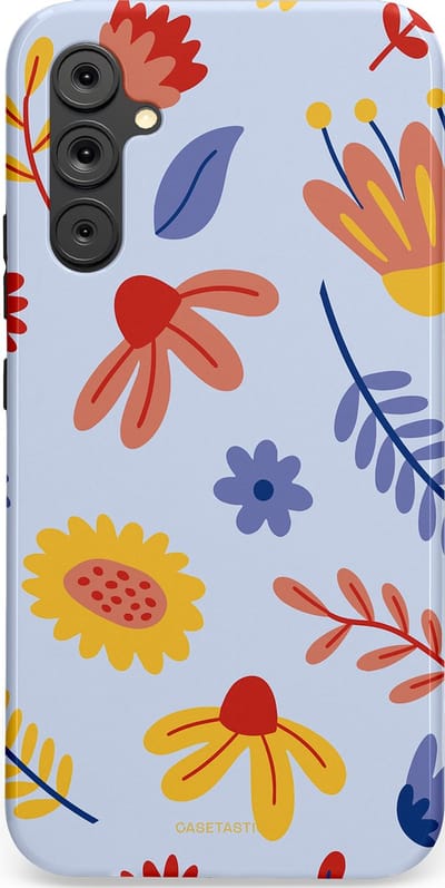Casetastic hoesje geschikt voor Samsung Galaxy A34 (2023) 5G - Dubbellaagse bescherming - Bloemenval - Fashion Case - Lavendel Goud Terracotta