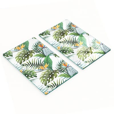 Multifunctionele decoratieve glazen borden met tropische bloemen, 2x30x52 cm