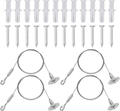 Verstelbare Hangdraad Set van 4 Stuks, 1m Kabel met Haak voor Verlichting, Schilderijen en Gordijnen Hangen