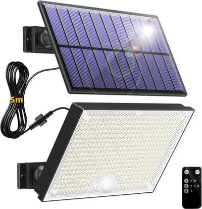 Krachtige Buitenlamp op Zonne-energie met 400 LED's, 3 Modi en Bewegingssensor – Waterdicht, Koudwit Licht