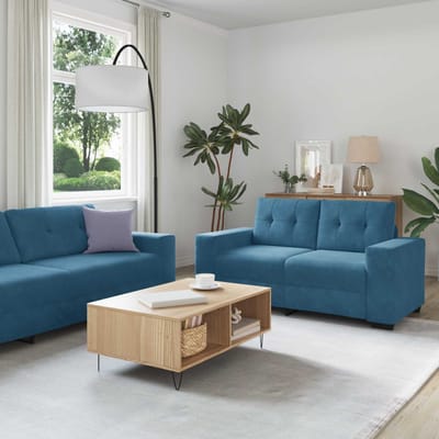 vidaXL Bank 2 pcs Blauw 221 x 80 x 80 cm Stof