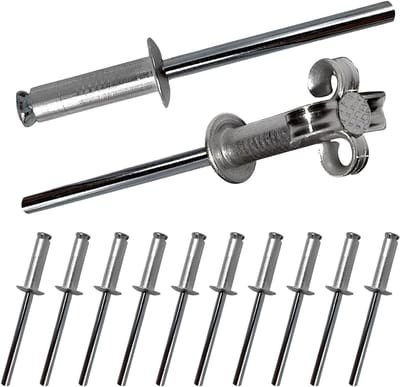10x Klinknagels voor Nummerplaatbevestiging 4x10mm Zilverkleurig