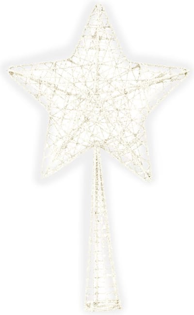 Cosy & Trendy Kerst piek - ster vorm - wit - glitter - 28 cm - kunststof - kerstboompiek - kerstversiering