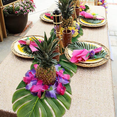Tafellopers Palmbladeren - Kunstblad Loper - Feesttafel Decoratie - Set van 4 stuks - 182 cm - Groen