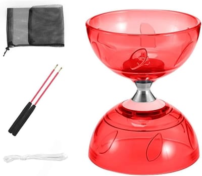Professionele LED Diabolo met Kogellagers, Triple Opbergset, 10 m Vervangkabel, Ideaal voor Beginners en Gevorderden, Inclusief Netzak en Stok