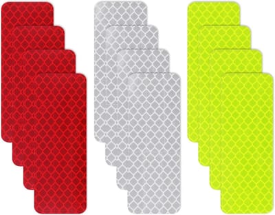 12 Stuks Veiligheidsreflecterende Stickers, Waterdichte Reflectietape, Hoge Zichtbaarheid Fietsveiligheidsstickers, Zelfklevende Reflectietape voor Voertuigen en Motoren