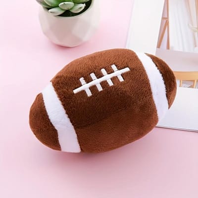 1 stuks Pluche Voetbal Hondenspeeltje - Piepend, Duurzaam Kauwspeeltje voor Alle Rassen & Lichaamstypes, Gestreept Ontwerp voor Interactief Spelen, Hondenspeeltjes brown