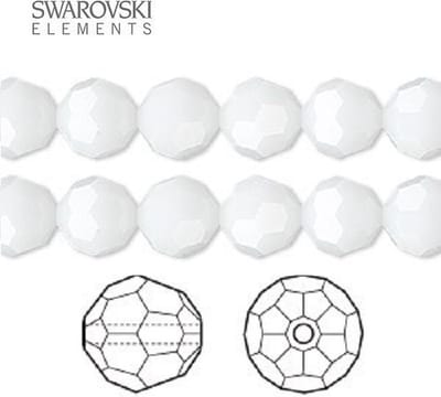 Swarovski Elements, 18 stuks Swarovski ronde kralen, 8mm, white alabaster, (5000)