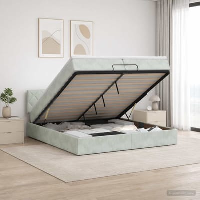 vidaXL - Ottoman - bed - met - matras - Lichtgrijs - 200 - x - 200 - cm - Fluweel