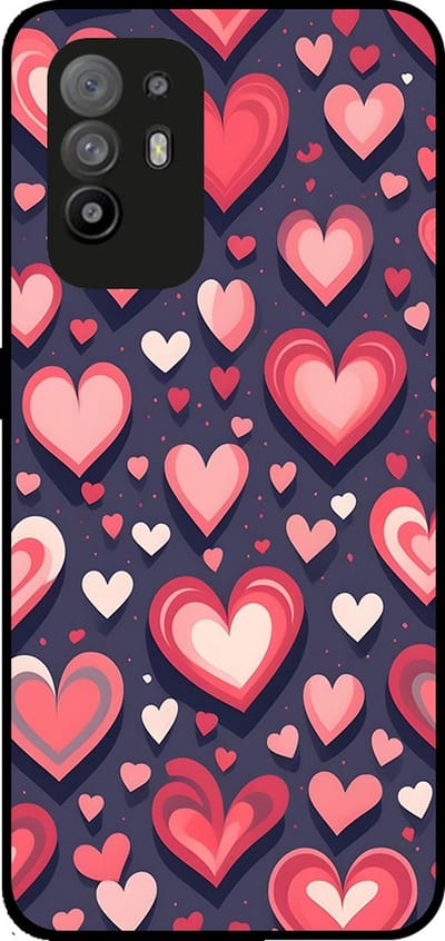 Smartphonica Telefoonhoesje Geschikt voor Oppo Reno 5Z met Hartjes Opdruk - TPU Backcover Case With Heart Design geschikt voor Oppo Reno5 Z