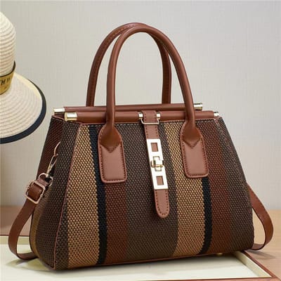 De Nieuwe Eenvoudige Patchwork Kleurcontrast Crossbody Tas Persoonlijkheid Dames Tas Handtas Mode Schoudertas . brown