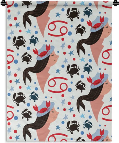 Wandkleed - Wanddoek - Zodiac - Kreeft - Patroon - 90x120 cm - Wandtapijt