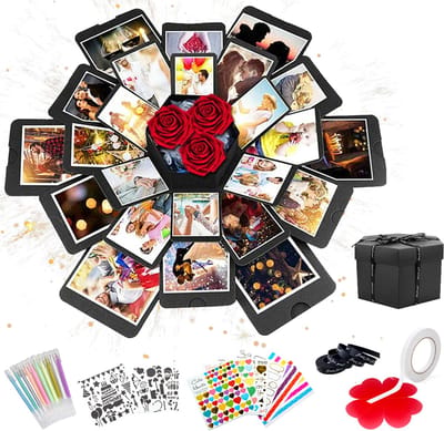 AWEMOZ Explosion Box - Foto box - Mystery Box - Unieke Geschenkdoos - Explosie box - Foto Doos - Knutselen - Incl. Kleuren Pennen en Stickervellen