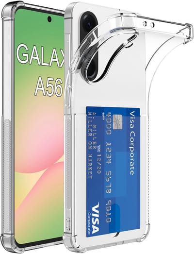 Geschikt voor Samsung Galaxy A56 Telefoonhoesje met Pasjeshouder Doorzichtig Siliconen TPU met Stootrand - Transparant Silicone TPU Back Cover Case with Cardslot - Smartphonica geschikt voor Samsung Galaxy A56