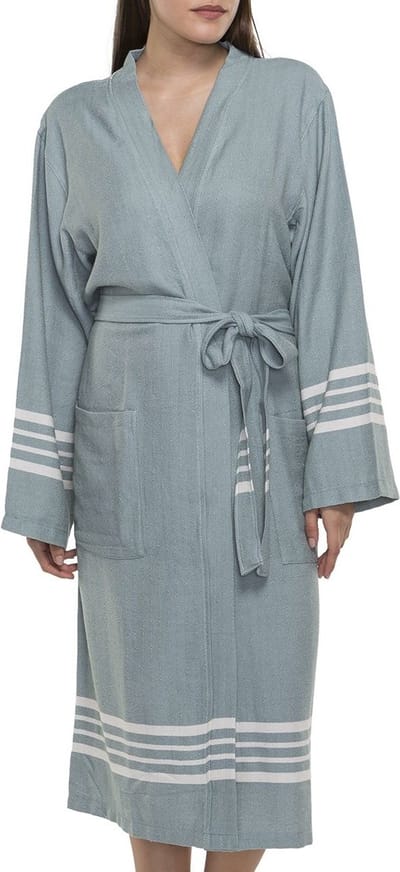 Lalay - hamam badjas Krem Sultan - almond green - L - dames heren badjas - sauna badjas - dunne badjas - 100% gekamd katoen