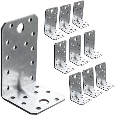 Versterkte montagehoeken voor stabiele verbindingen - 10 stuks L-vormige hoekbeugels van staal 90x50x55 mm