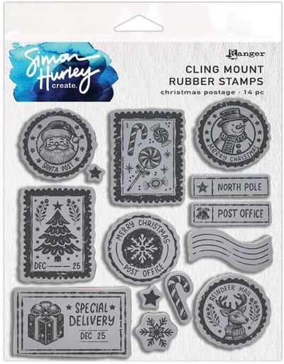 Simon Hurley rubber stamp - Christmas postage