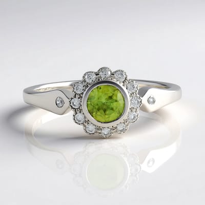 Cavill - Zilveren Ring - 925 Sterling Zilver Geplatineerd - 0,509 ct Sfeen Rond Briljant - 12 Cambodjaanse Zirkonen - Bloemmotief Elegant