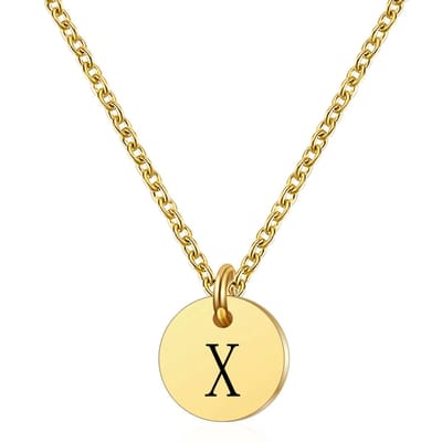 Marama - ketting letter X - RVS-Gold Plated - dames - cadeau - goud - ronde hanger - collier - luxe geschenkverpakking