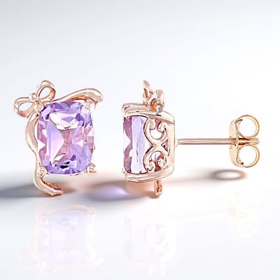 Cavill - Zilveren Oorbellen - 925 Sterling Zilver Rosé Verguld - 3,33 Ct Lavendel Amethist Antiek Slijpsel - Elegante Edelsteen Oorbellen Dames