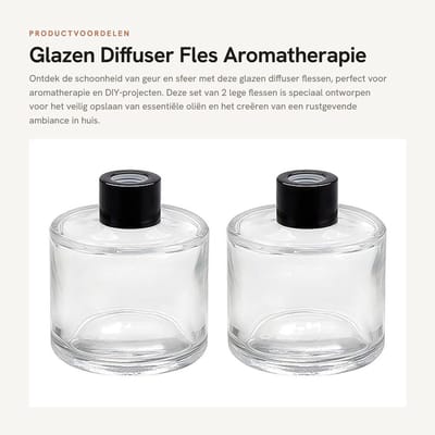 Dailygoods- Diffuser Fles 50ml - 2 Stuks - Lege Glazen Container - Aromatherapie Pot - DIY Geur Accessoires - Transparant Glas