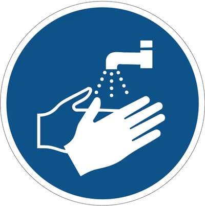 Handen wassen verplicht gebodsbord - M011 | gecoat dibond materiaal | 10 cm