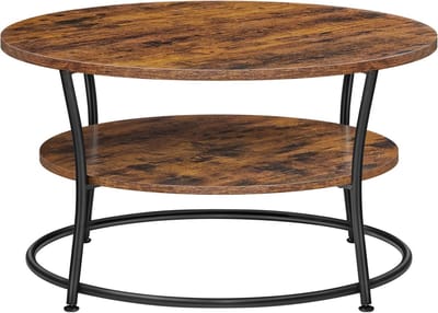Ronde Salontafel met Opbergruimte - Industrieel Ontwerp 80 x 45 cm