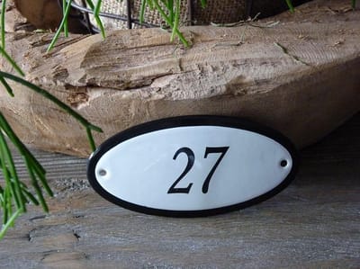 Emaille huisnummer 10x5 wit nr. 27