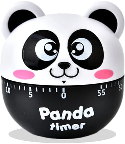 Allecto - Mechanische Keukentimer - Kookwekker - Handmatige Timer - Panda Zwart - Eierwekker - Perfect voor Bakken en Koken - Grappig Design