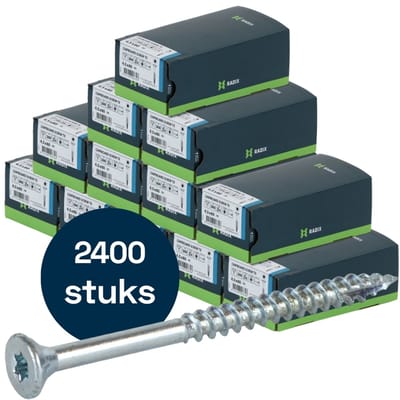 Radix Torx 20 Spaanplaatschroef - Platkop + Snijpunt - 4,5 x 60mm/36 - Verzinkt - Deeldraad (2400 stuks) VOLLE DOOS!