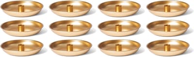 Set van 12 kaarsenhouders 13 cm decoratieve schaal goud kerstdecoratie ronde kaarsenhouder metalen kaarsenhouder adventskrans scandic chic kaarsenbord tafelkaarsen kaarsenhouder kaarsenstoker