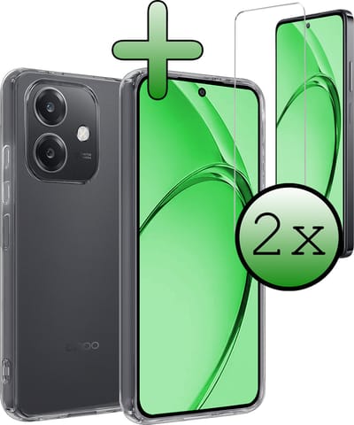 Hoesje Met 2x Screenprotector - Geschikt voor OPPO A40 - Sterk & Shockproof - Back Cover - Siliconen Case - Telefoon Hoes - Transparant