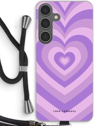 Case Company® - Hoesje met koord geschikt voor Samsung Galaxy S24 Plus hoesje met Koord - Hart Paars - Telefoonhoesje met Zwart Koord - Bescherming aan alle Kanten en Over de Schermrand