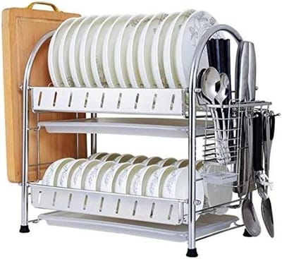 Afwasrek - Drogen rek - Keuken organiseren - Twee lagen - 43.5x29x46cm - Zilver