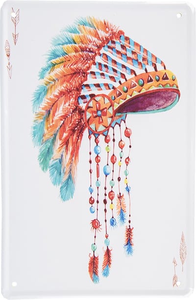 Clayre & Eef Wanddecoratie 20x30 cm Wit Rood Metaal