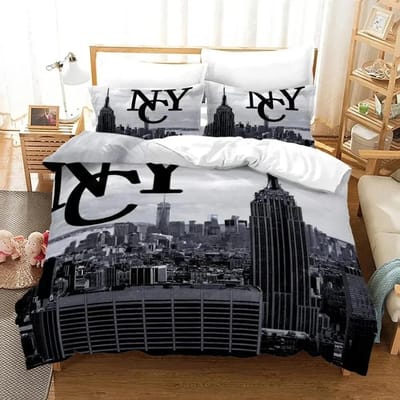 3D Print New York City Nachtzicht Beddengoed Set Dekbedovertrek Bedset Dekbedovertrek Kussensloop Dekbed King Queen Maat Jongens Volwassene 135x200cm 2pcs