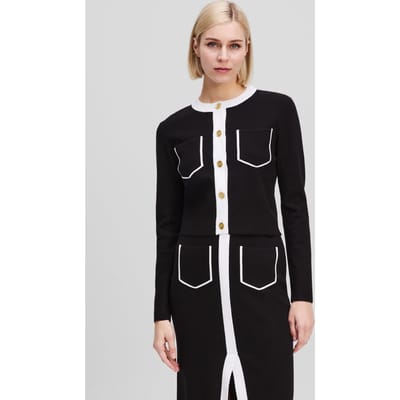 Karl Lagerfeld Bw Knit Cardigan White/black Taglia: S | Giacche corte Outlet | Donna | Bianco