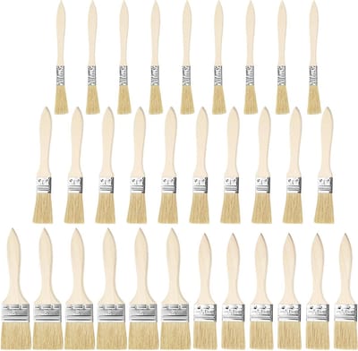 Set van 30 platte penselen in 4 verschillende maten voor schilderen, verven en houtbewerking