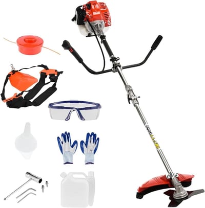 Benzine Grastrimmer - Onkruid trimmer - Tuinonderhoud - Krachtige 52cc motor - 10.6 Inch snijbreedte - Rood