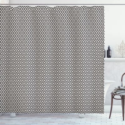 ABAKUHAUS douchegordijn – Minimalistische Bloemen – 175x180 cm – kokoszwart