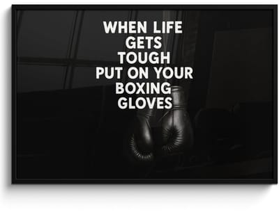 Poster in lijst - Fotolijst 120x80 cm - Posters - Tekst - Bokshandschoenen - Wit - Posterlijst zwart - Decoratie - Wanddecoratie woonkamer - Muurdecoratie slaapkamer