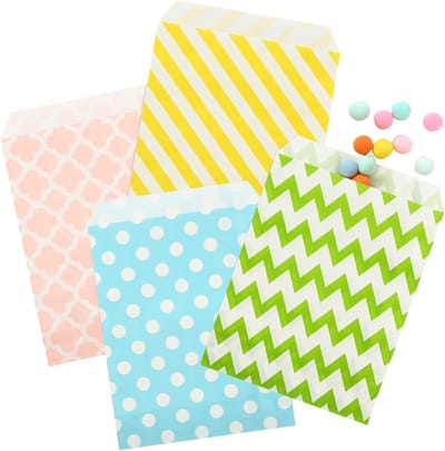 Cadeauzakjes voor Pasen, 100 papieren feestzakjes in 4 kleuren, perfect voor snoep en geschenken