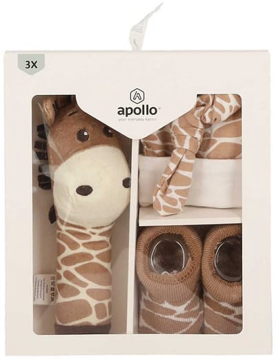 Jungle baby giftbox - Giraffe - Kraamvisite Cadeau Voor Pasgeboren Baby's - 4 delig geschenkset - Kraamcadeau 50/56