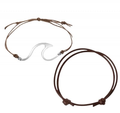 2 armbandjes Koord armband wave bruin - Charme Bijoux