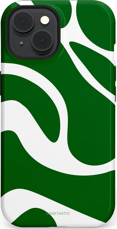 Casetastic Hoesje Geschikt voor Apple iPhone 15 Magsafe - Stijlvolle Beschermende Duo-layer Case - Groene Golven