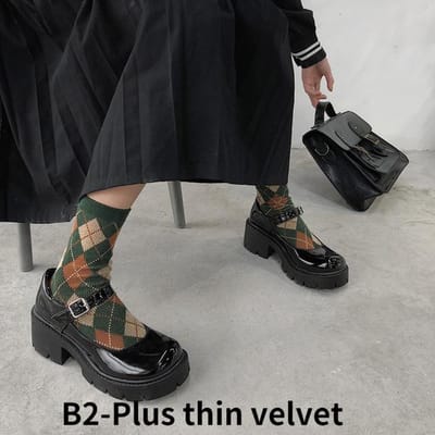 Japanse Mary Jane Schoenen Dames Dikke Zool College Stijl Enkele Schoenen Lente Zomer Nieuwe Stijl Gesp Retro Zwarte Schoenen 38 gray