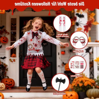 Zombie Kostuum voor Meisjes - Spookachtig Verkleedfeest, Halloween Outfit, Grappige Verkleedkleding
