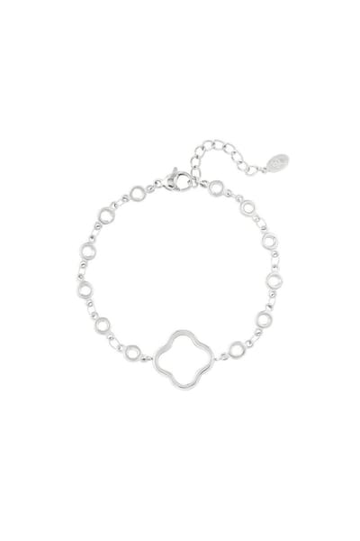 Armband rondjes met klaver - zilver kleur - Stainless Steel - bracelet - RVS - roestvrij staal - klaver - clover - gift - cadeau