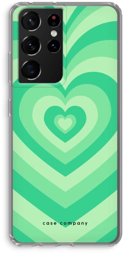 Case Company® - Hoesje geschikt voor Samsung Galaxy S21 Ultra hoesje - Hart Groen - Soft Cover Telefoonhoesje - Bescherming aan alle Kanten en Schermrand